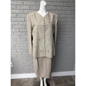 VTG M.T. Morgan Taylor Studio Women’s Linen Blend Skirt Suit Size 16